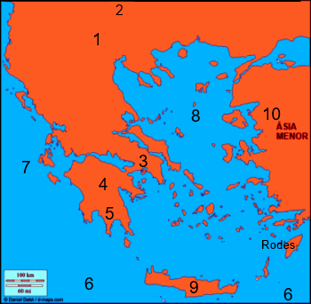 Mapa de Grècia numerat