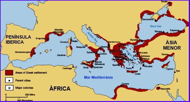 Mapa de les colonitzacions gregues